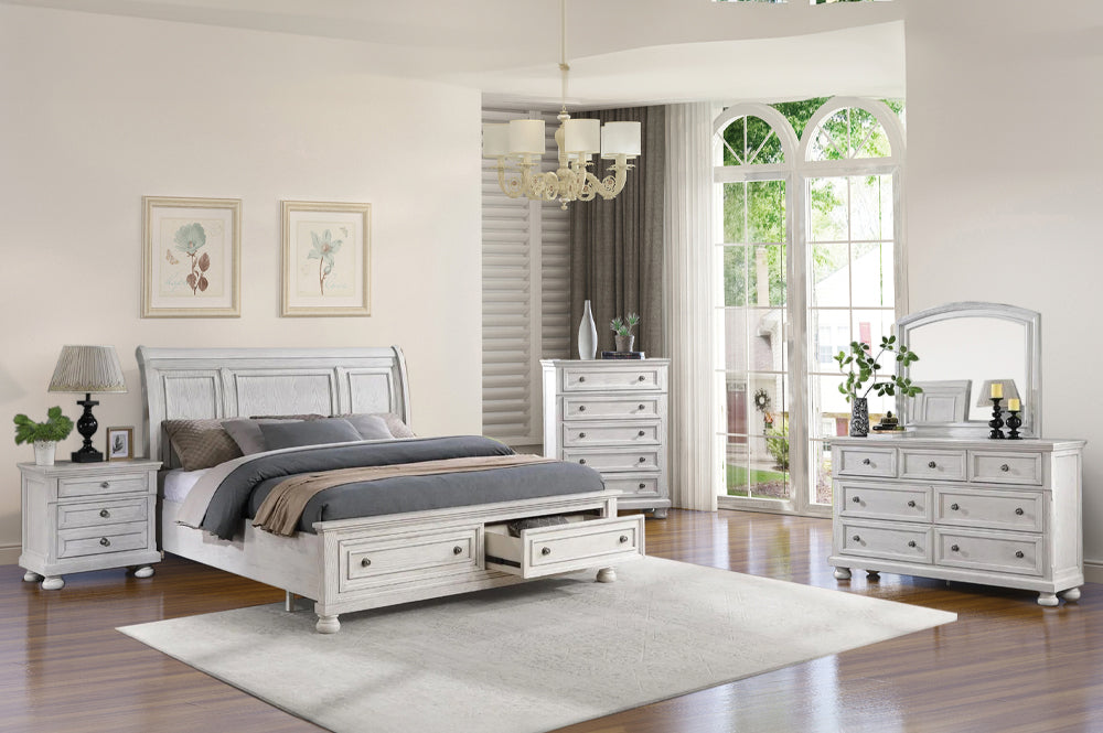 Charley Bedroom Set (Antique White/Grey)