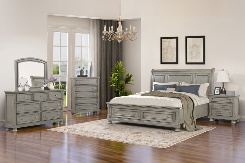 Charley Bedroom Set (Antique White/Grey)