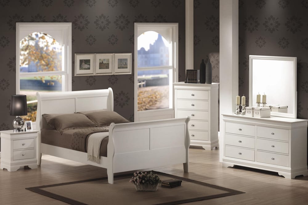 Louis Phillipe Bedroom Set (White)
